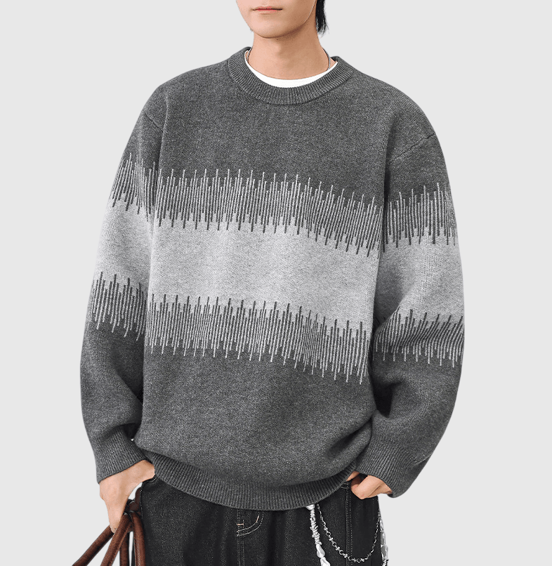 日系中身不規則撞色拼接 重磅圓領針織毛衣 [SBK-1134]