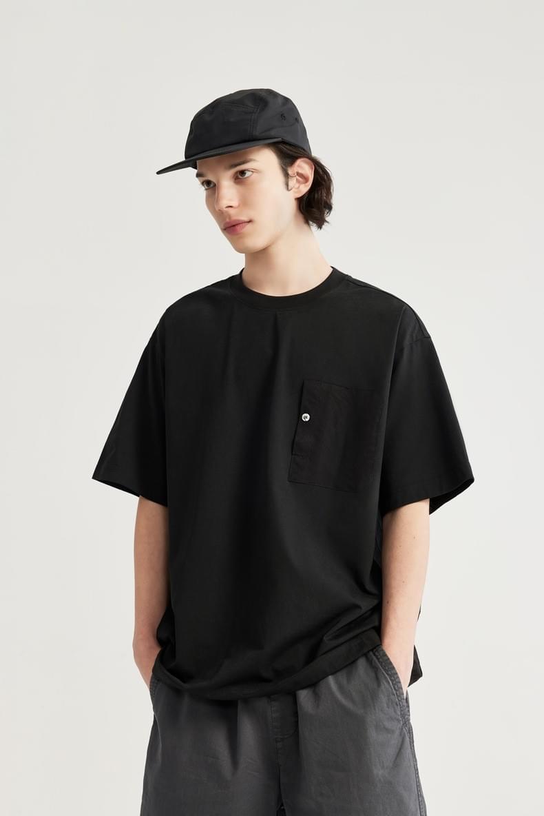 前袋撞色布設計 純棉短袖 T-Shirt [CBT-1075]