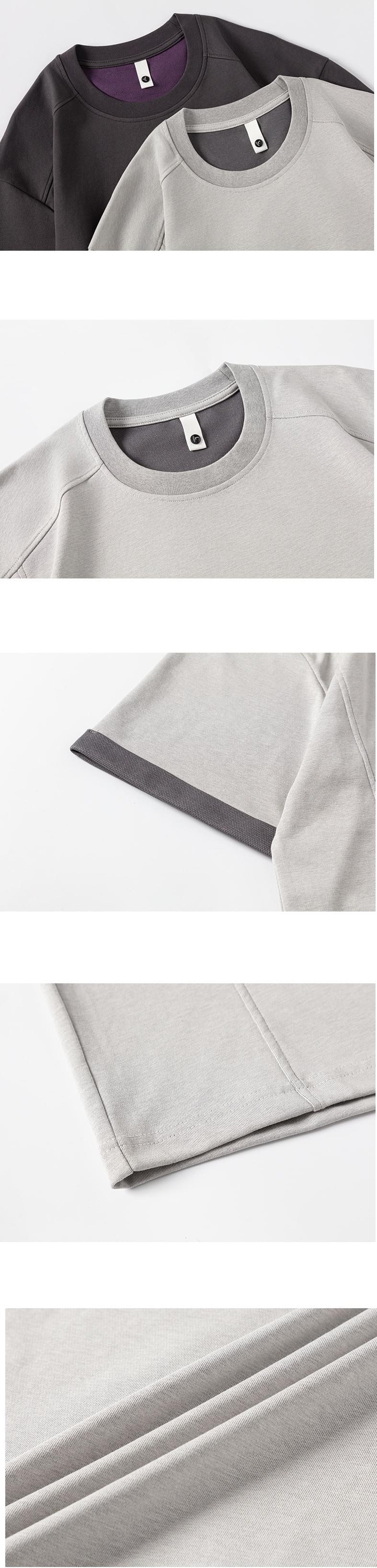 日系手袖撞色拼接設計 短袖T-Shirt [SBT-1534]