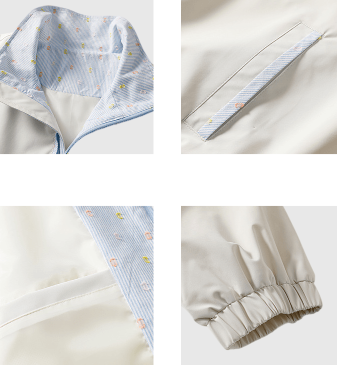 日系彩色細縫線內層撞色拼接 長袖風褸外套 [SBO-1504]