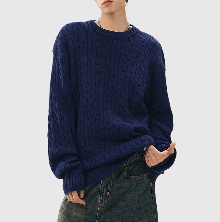 立體扭花紋理織布設計 圓領針織冷衫 [CBK-1039]