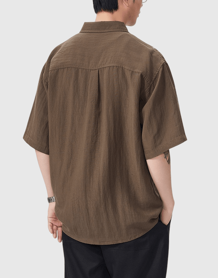 日系肩膊拼色線縫紉設計 透氣短袖恤衫 [SBS-1404]