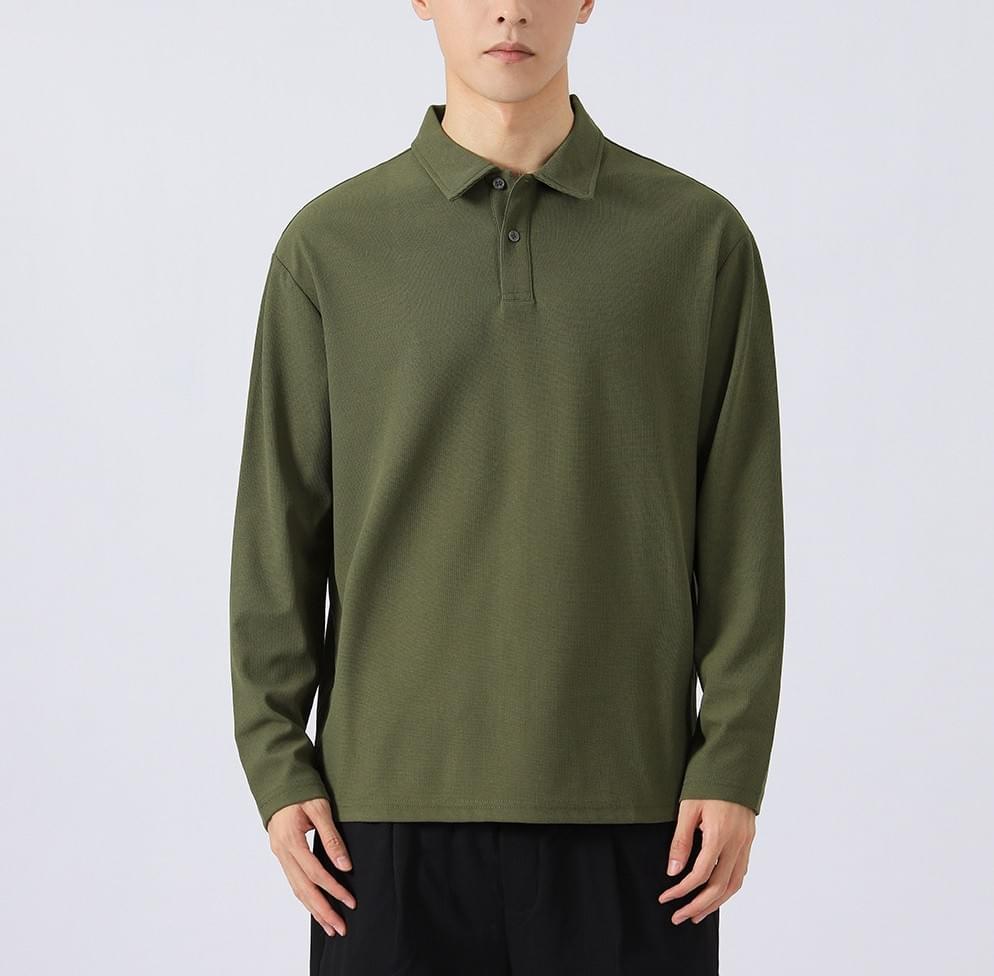 日系基礎肌理紋理 長袖 POLO T-Shirt [CBT-1220]