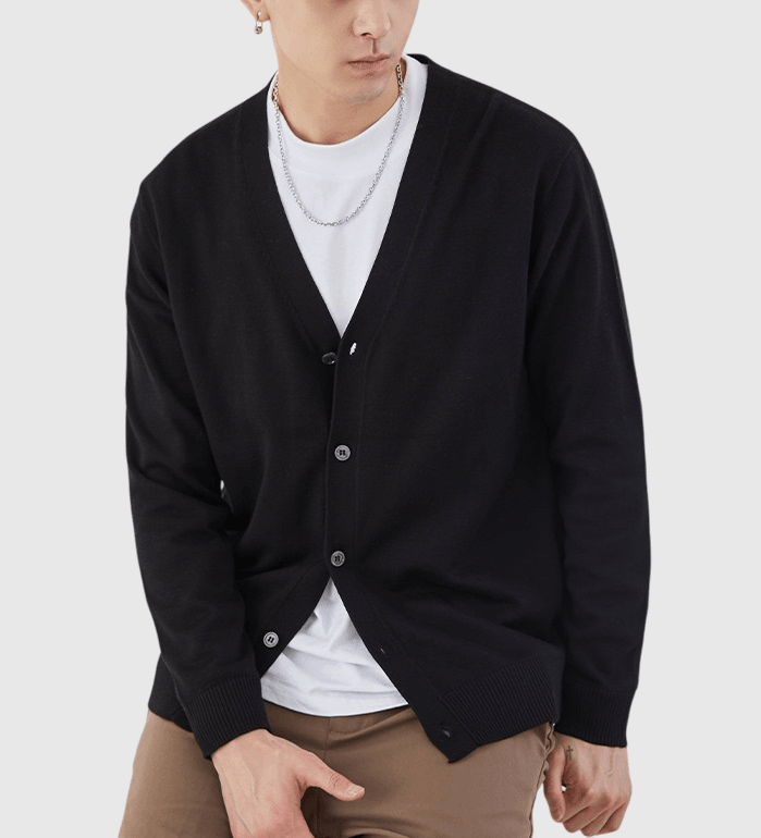 基礎文青色系 V 領開胸 針織棉外套 [SBO-1183]