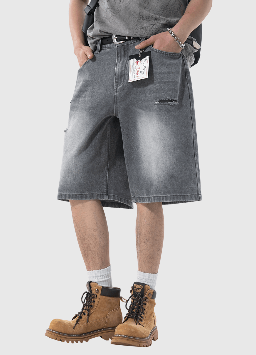 復古刀割破洞工藝設計 牛仔短褲 [SBST-1161]