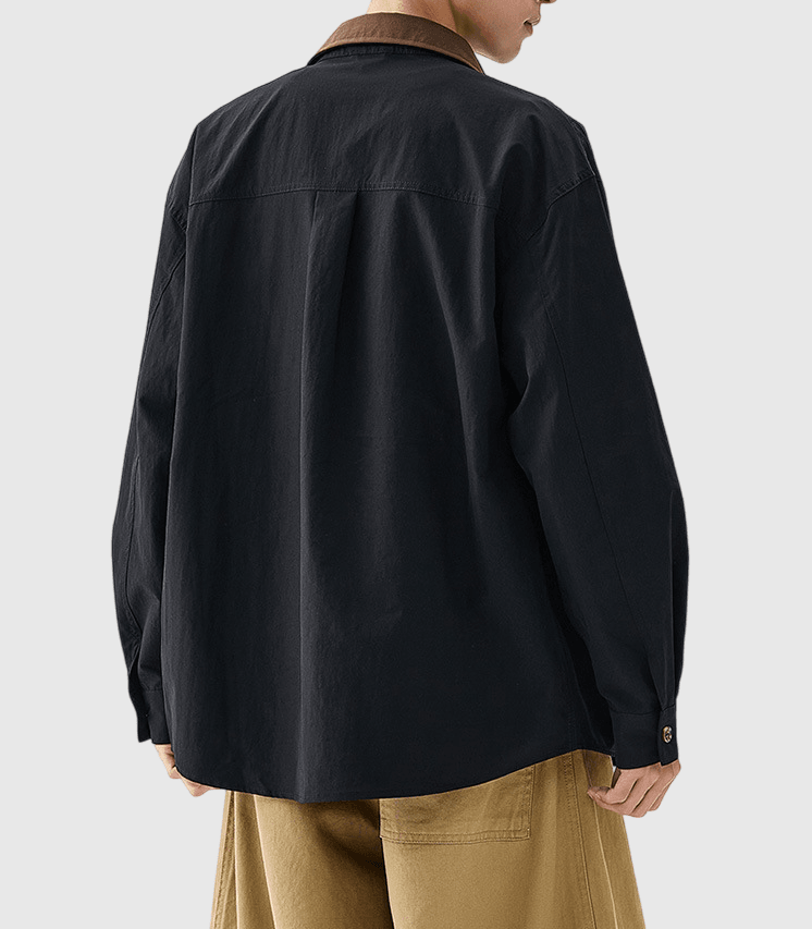 雙前袋領口撞色縫接 工裝外套 [CBJ-1070]