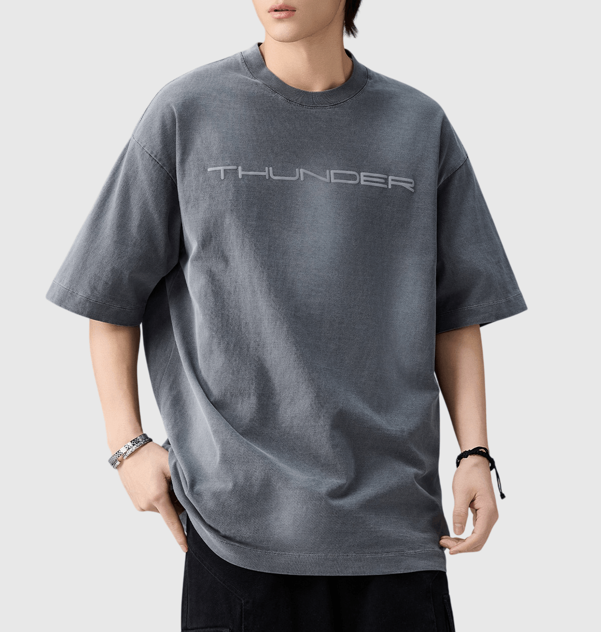 復古水洗文字圖案印燙工藝 純棉短袖 T-Shirt [SBT-1572]