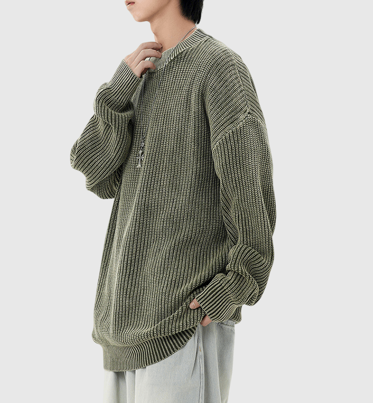 輕水洗立體紋理織布設計 純棉圓領針織冷衫 [CBK-1037]