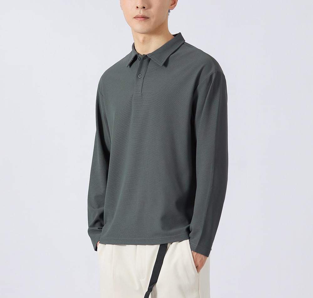 日系基礎肌理紋理 長袖 POLO T-Shirt [CBT-1220]