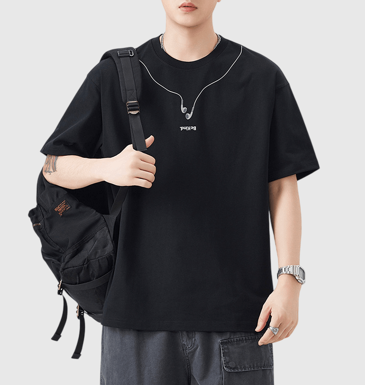 日系耳機圖案印燙工藝設計 純棉短袖 T-Shirt [SBT-1549]