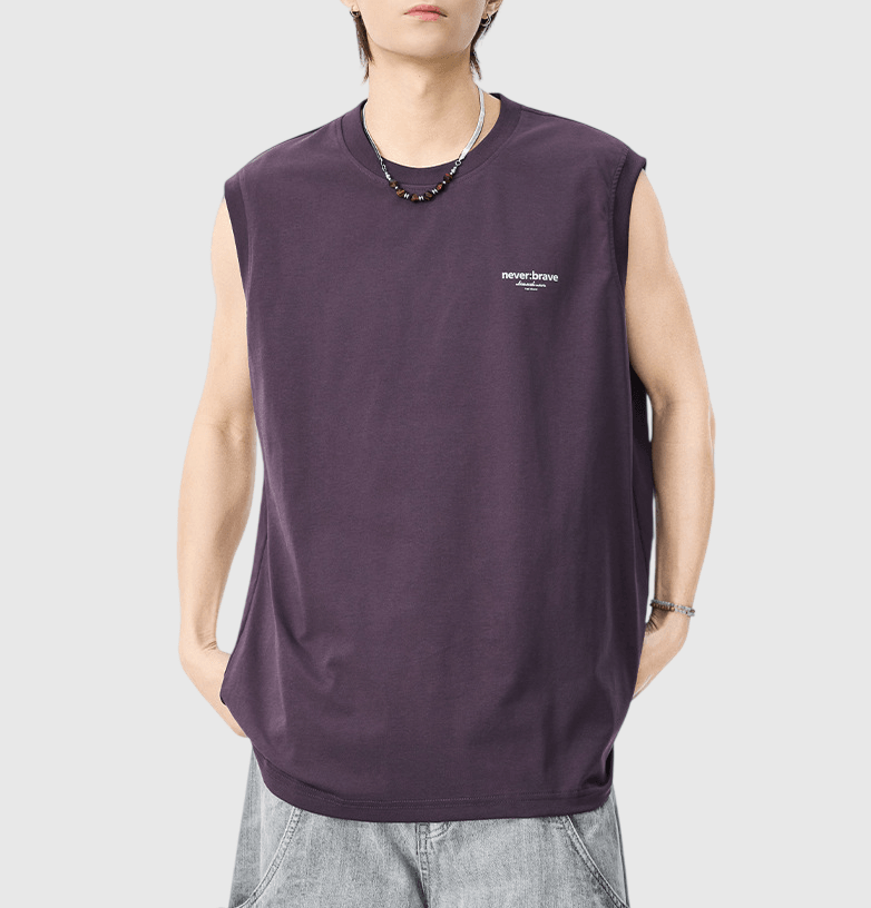 日系文青色系細文字圖案印燙 無袖背心 T-Shirt [SBT-1533]