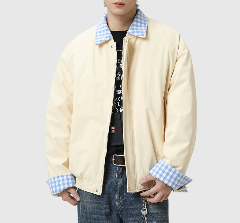 領口可拆卸假兩件式恤衫拼接 棒球外套 [SBO-1491]