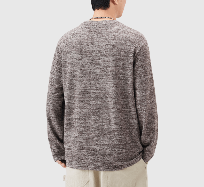 日系混色編織工藝 磨毛長袖 T-Shirt [SBT-1452] 