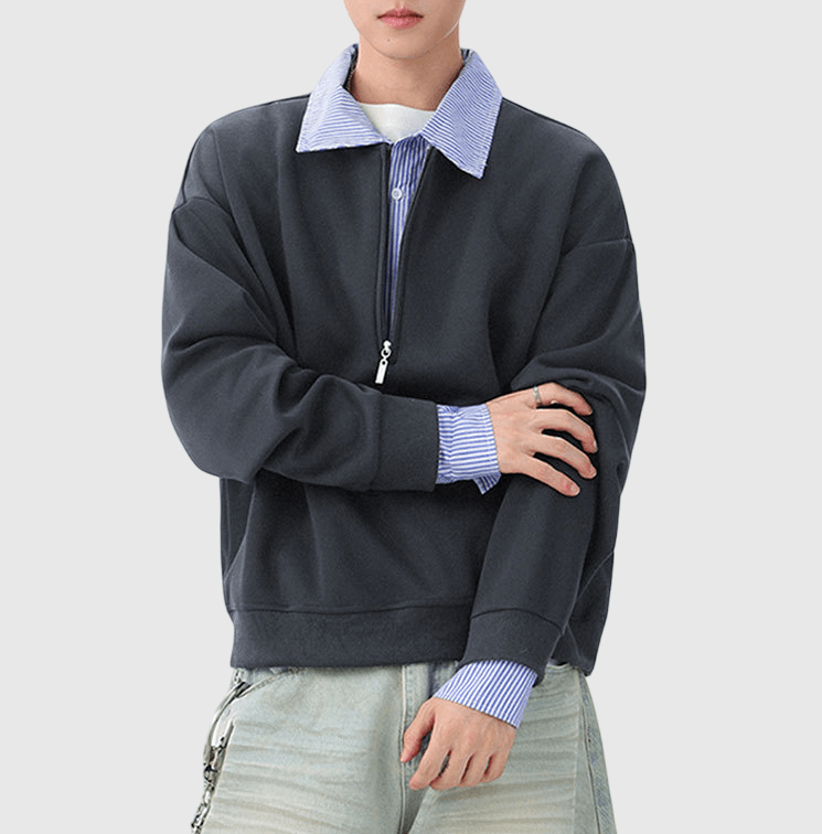 假兩件式恤衫拼接 重磅 POLO 衛衣 [CBH-1025]