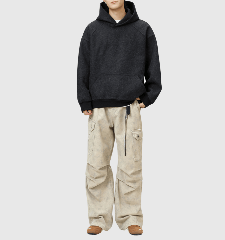 日系基礎純色 毛絨連帽長袖衛衣 [SBH-1321]