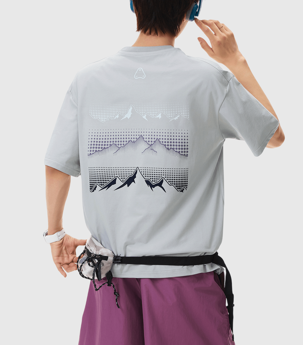 戶外層次色系山峰圖案印燙 涼感透氣短袖 T-Shirt [SBT-1554]