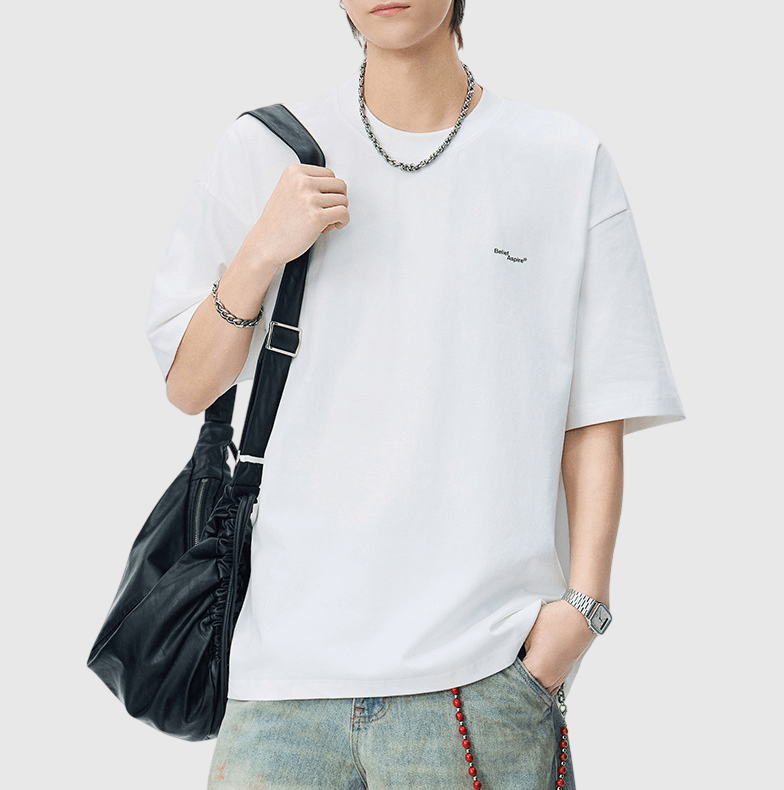 日系撞色細文字印燙設計 短袖 T-Shirt [SBT-1510]