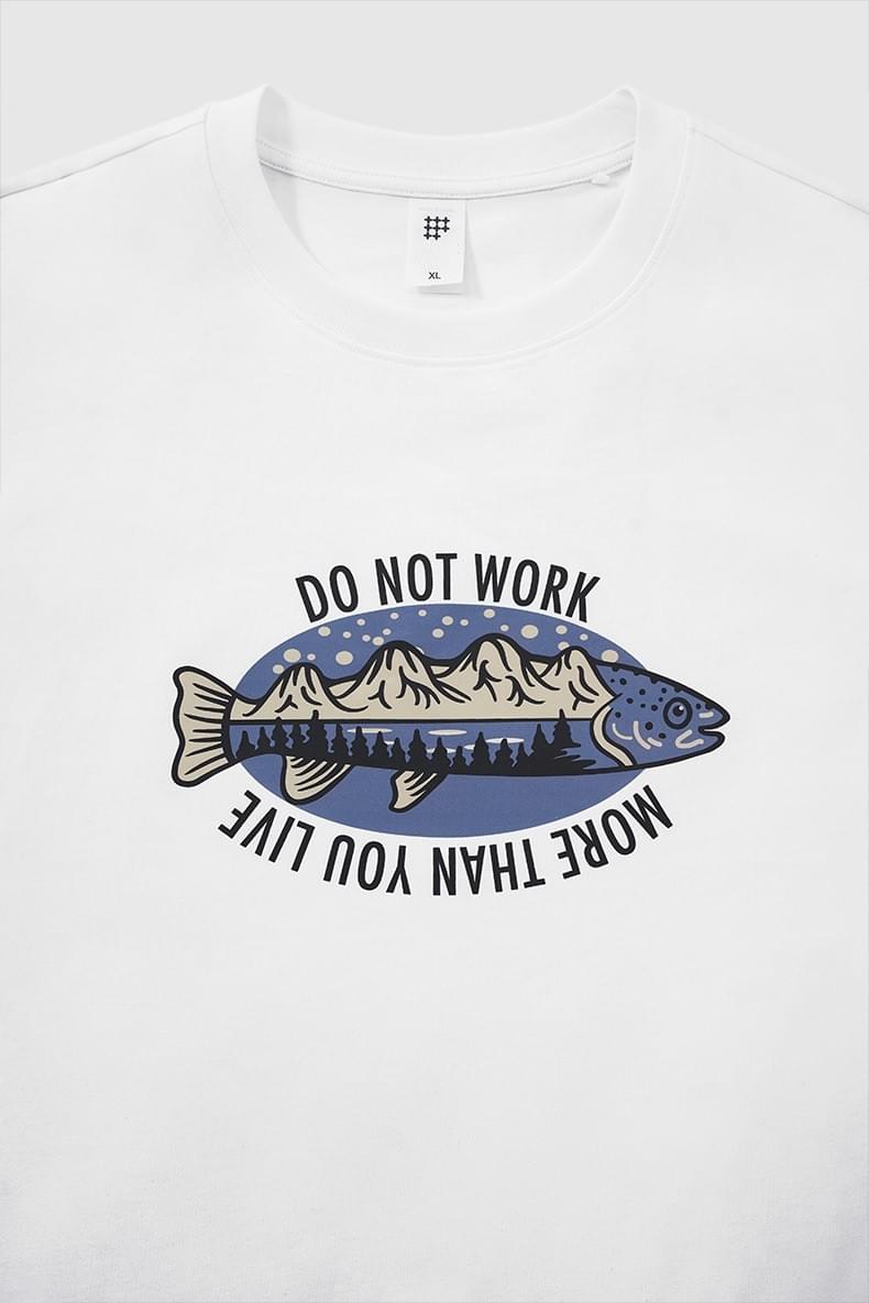 戶外中身趣味釣魚圖案文字印燙 純棉短袖 T-Shirt [CBT-1247]