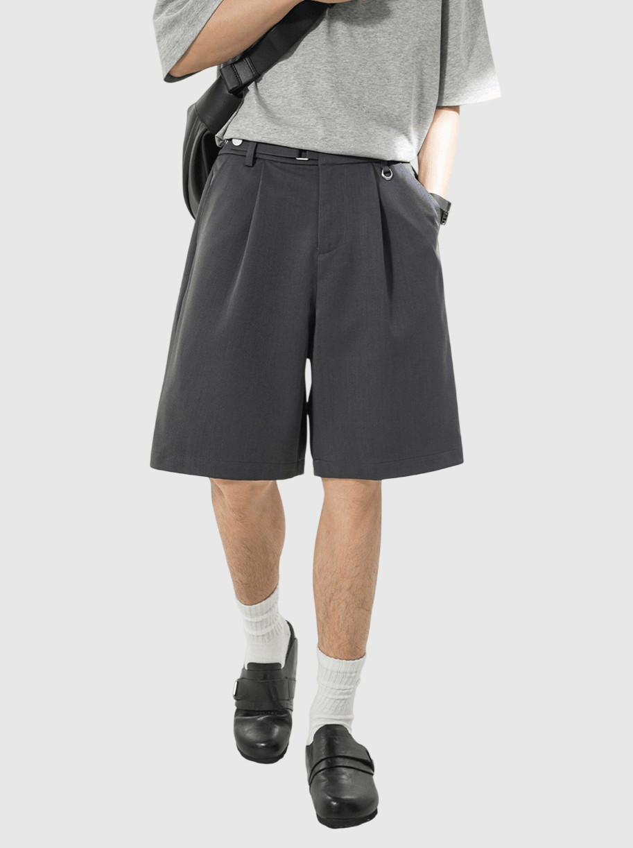 日系基礎立體褶皺設計 垂感西裝短褲 [SBST-1150]