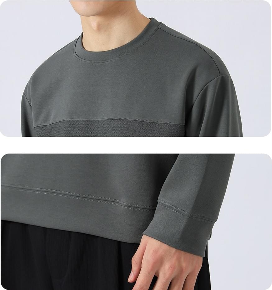 日系中身紋理拼接 長袖 T-Shirt [CBT-1221]