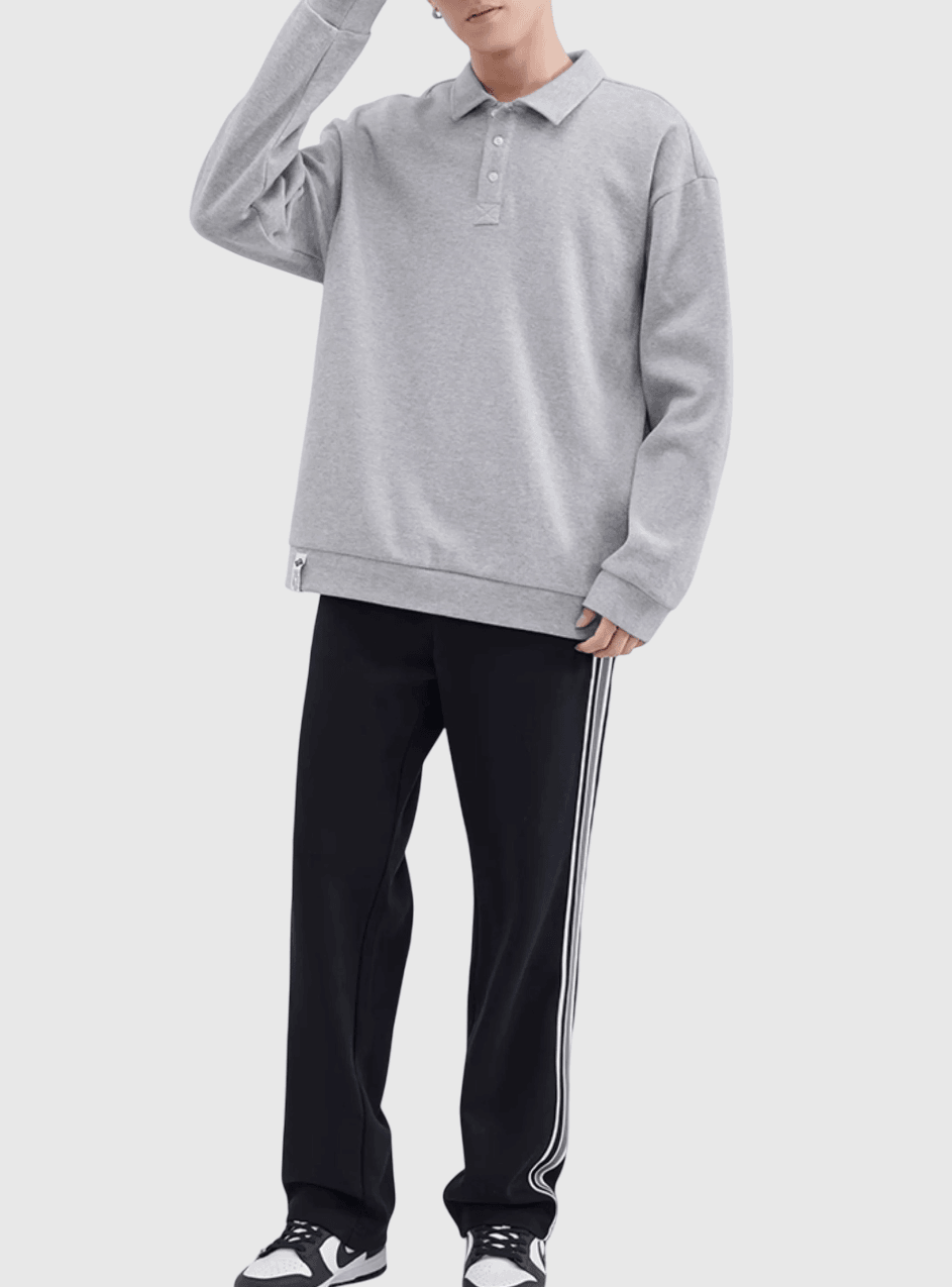 日系基礎純色鈕扣 POLO 重磅380g 長袖衛衣 [SBH-1100]