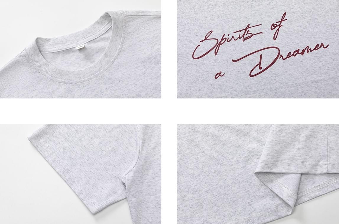 色系前後線條潦草文字印燙設計 純棉短袖 T-Shirt [SBT-1480]