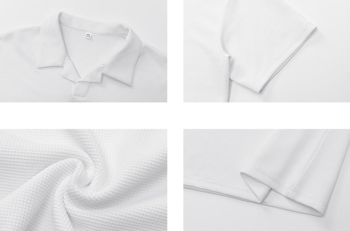 日系混色編織紋理設計 V 領透氣短袖 T-Shirt [SBT-1551]