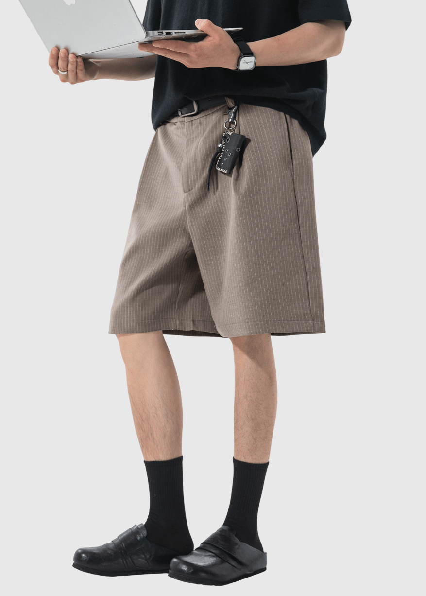 基礎垂直條紋色織工藝設計 透氣西裝短褲 [SBST-1150]