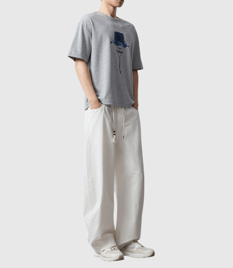 漁夫帽圖案文字印燙設計 短袖 T-Shirt [CBT-1335]