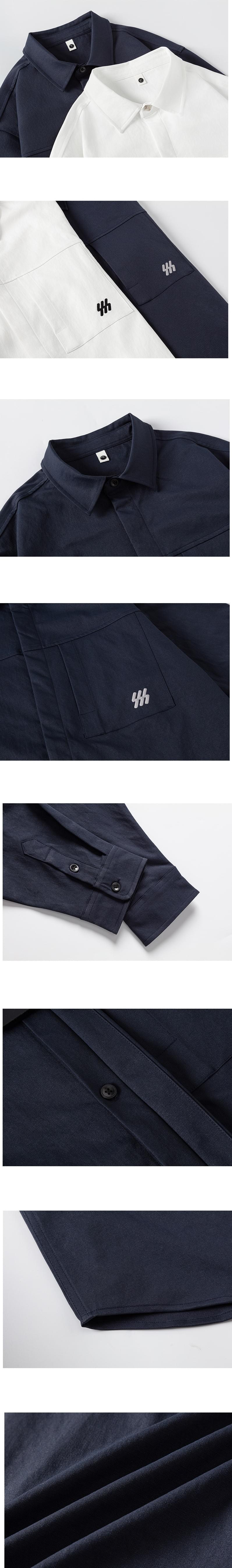 日系前袋細符號刺繡 透氣長袖恤衫 [SBS-1391]