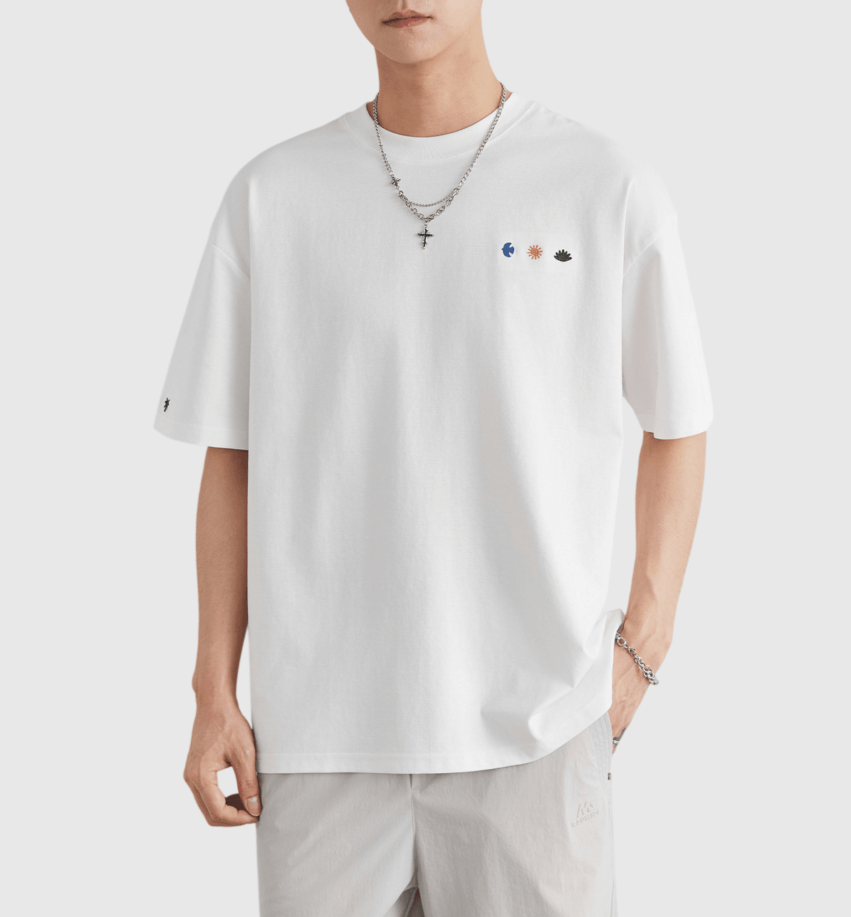 山系戶外細圖案刺繡設計 短袖 T-Shirt [SBT-1560]