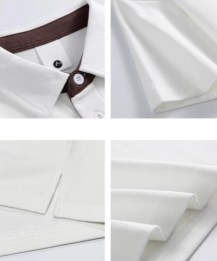 日系領口小撞色設計 短袖 POLO T-Shirt [SBT-1489]