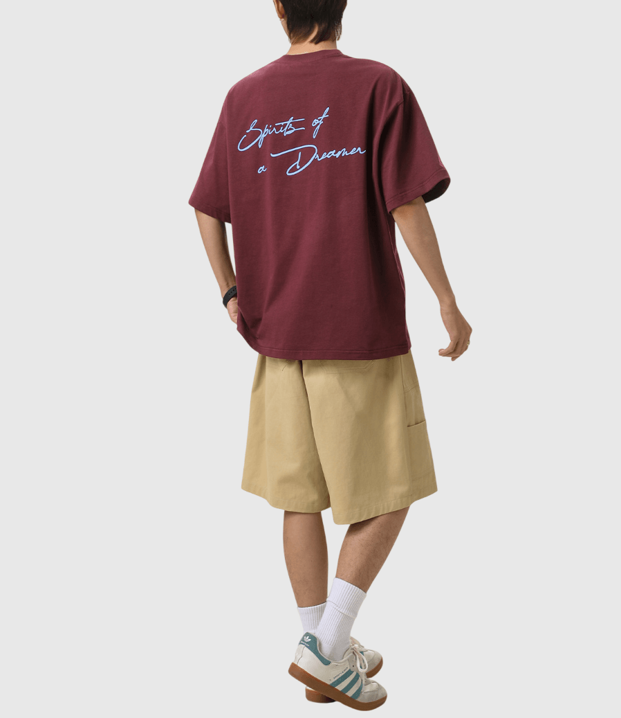 色系前後線條潦草文字印燙設計 純棉短袖 T-Shirt [SBT-1480]