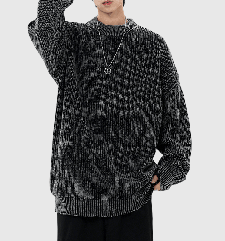 輕水洗立體紋理織布設計 純棉圓領針織冷衫 [CBK-1037]