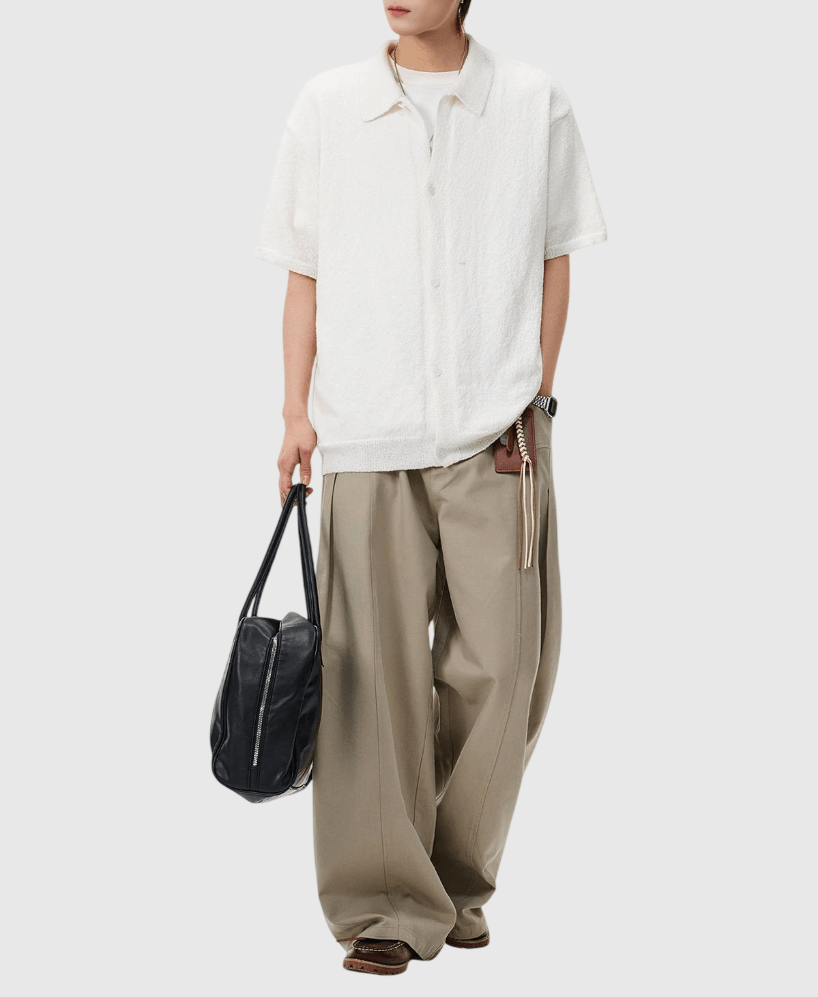 復古肌理圈紗編織紋理 垂感短袖恤衫 [SBS-1388]