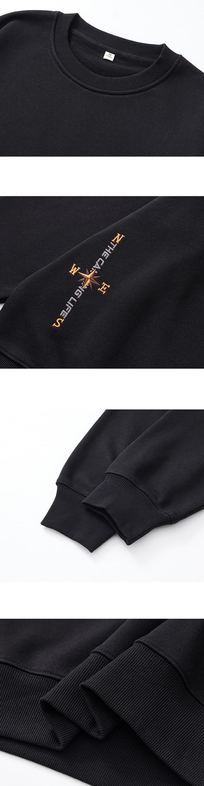 日系戶外營火細圖案刺繡 圓領長袖衛衣 [SBH-1382]
