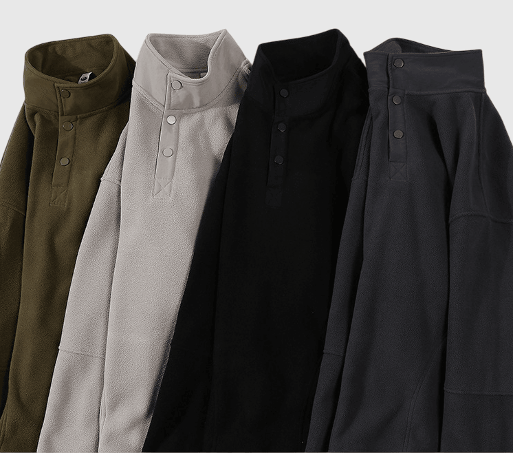 日系基礎重磅 300g 絨毛粒 鈕扣半領衛衣 [SBH-1342]