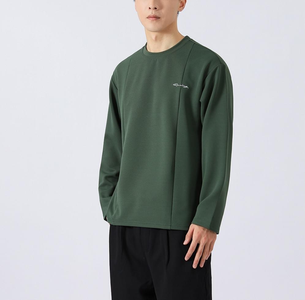 日系層次拼接文字刺繡 肌理紋理長袖 T-Shirt [CBT-1118]