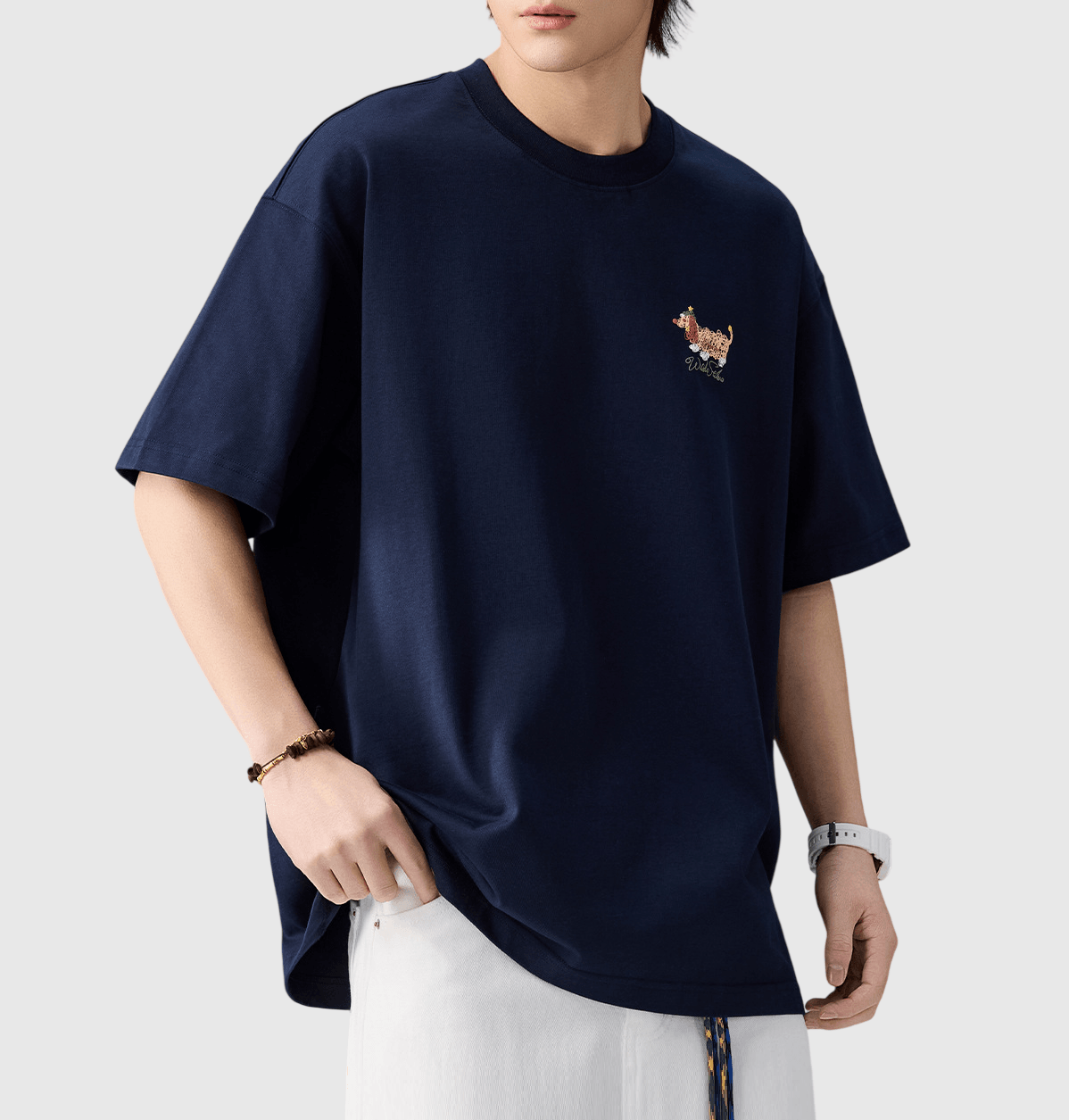 日系亂線狗仔圖案立體印燙設計 純棉短袖 T-Shirt [SBT-1558]