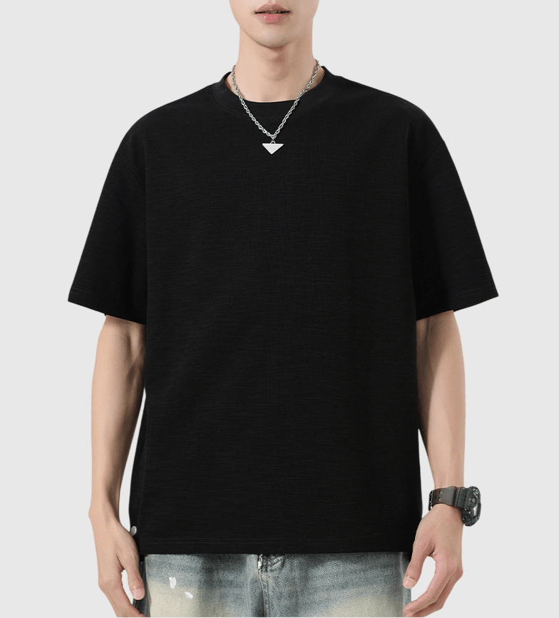 日系基礎鈕扣末端分叉設計 天竺棉短袖 T-Shirt [SBT-1520]