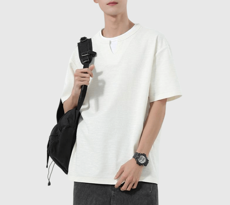 日系基礎層次假兩件式設計 天竺棉短袖 T-Shirt [SBT-1493]