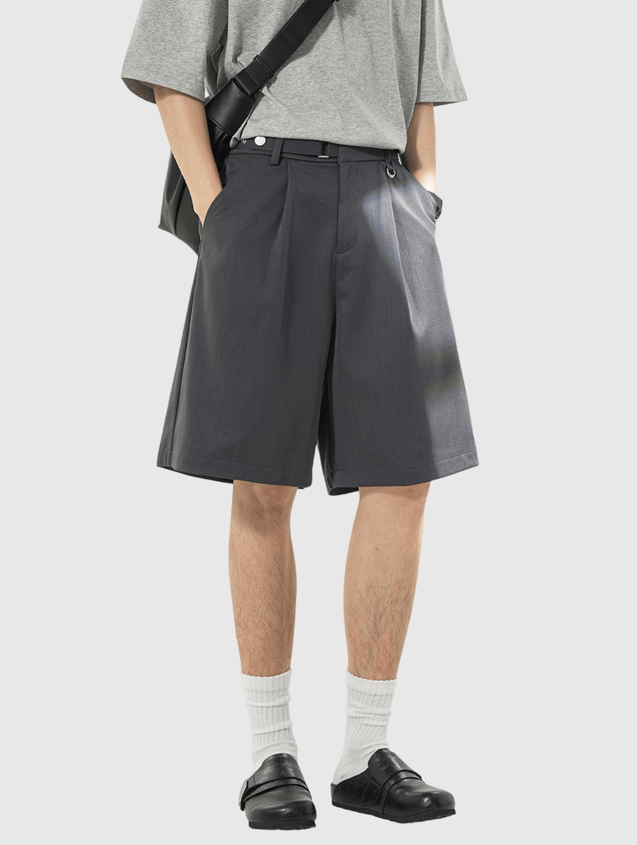 日系基礎立體褶皺設計 垂感西裝短褲 [SBST-1150]