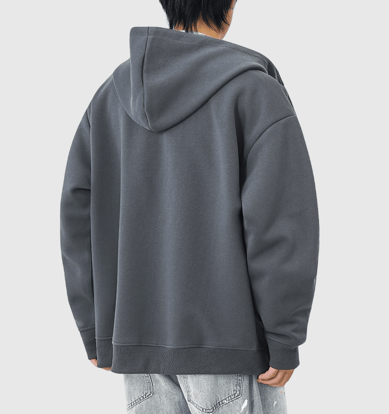 復古內層格仔紋理拼接 連帽拉鍊長袖衛衣外套 [SBO-1426]