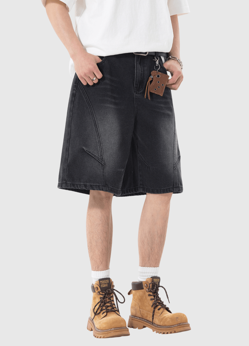 日系立體弧型分割縫線設計 牛仔短褲 [SBST-1157]