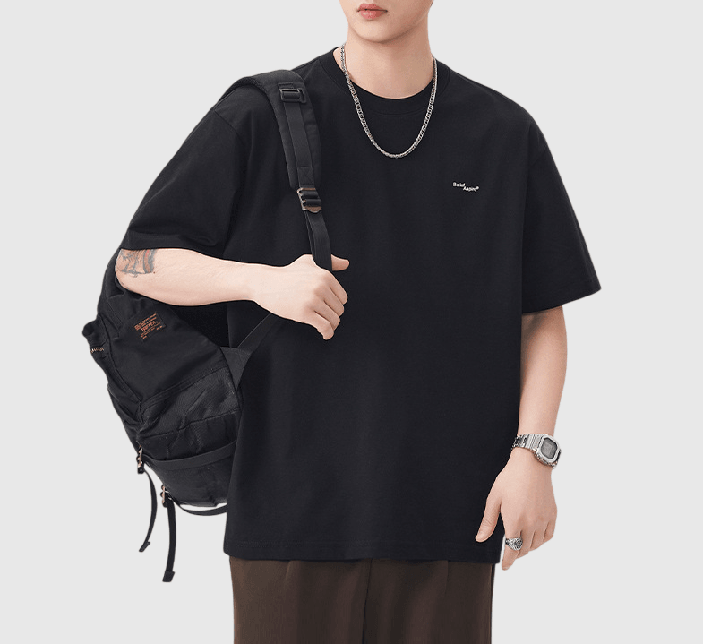 日系撞色細文字印燙設計 短袖 T-Shirt [SBT-1510]