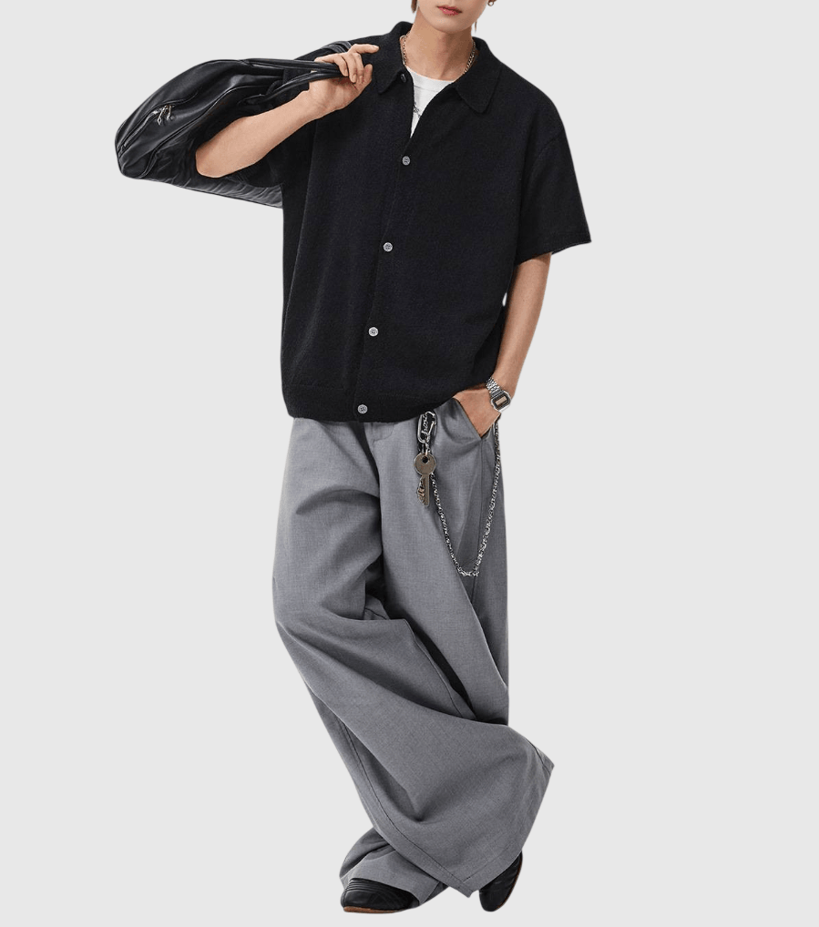 復古肌理圈紗編織紋理 垂感短袖恤衫 [SBS-1388]