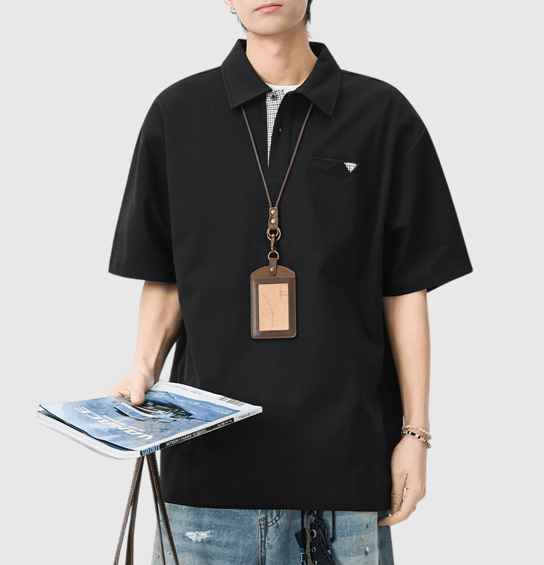 日系紋理撞色縫紉設計 透氣短袖 POLO T-Shirt [SBT-1582]