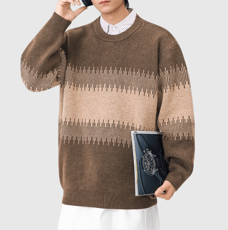 日系中身不規則撞色拼接 重磅圓領針織毛衣 [SBK-1134]