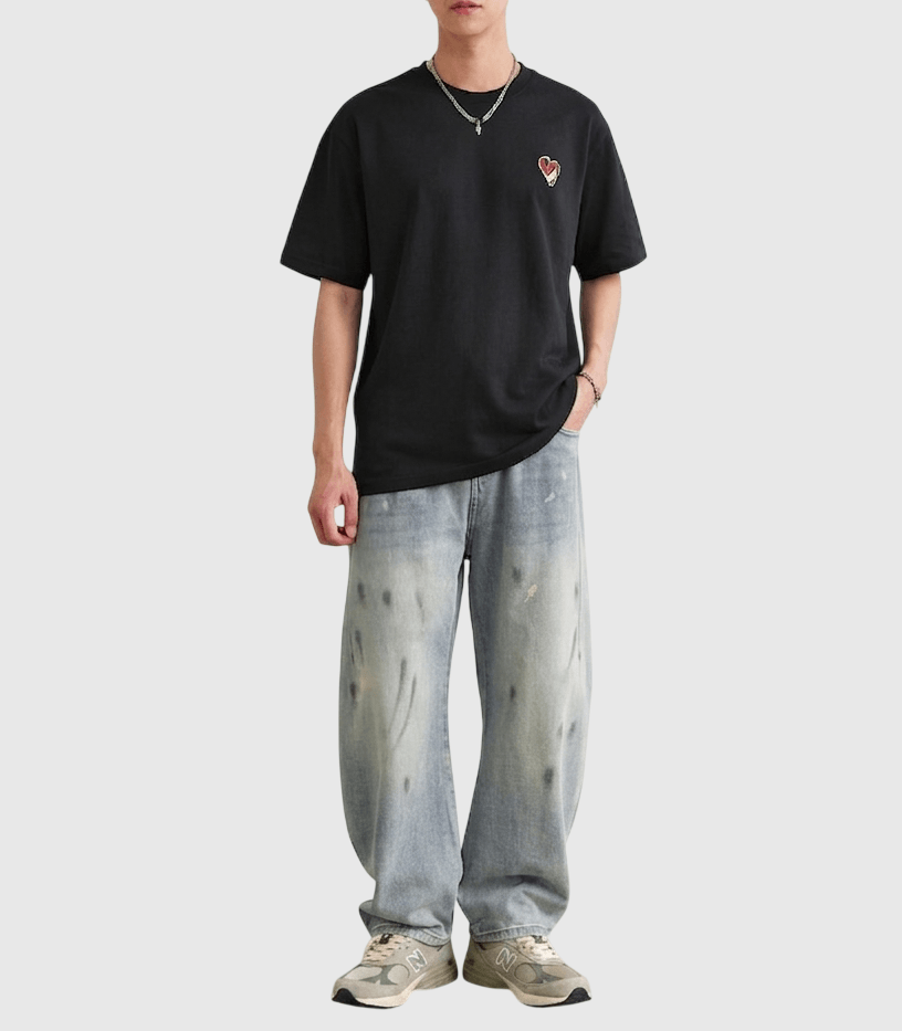 復古民族工藝細心形刺繡編織 短袖 T-Shirt [SBT-1586]