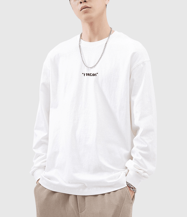 中身細文字印燙 純棉長袖 T-Shirt [SBT-1315]